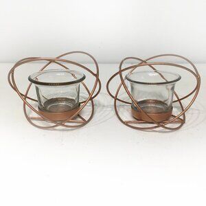 Hosley rose gold wire geometric tealight holder